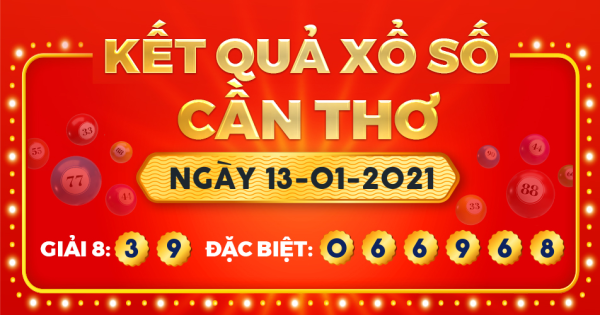 Kết quả xổ số Cần Thơ ngày 13/1/2021