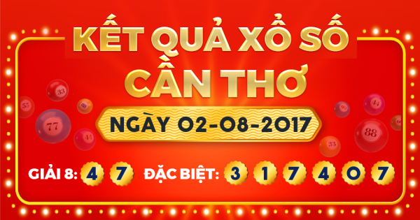 Kết quả xổ số Cần Thơ ngày 2/8/2017