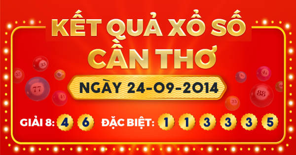Kết quả xổ số Cần Thơ ngày 24/9/2014