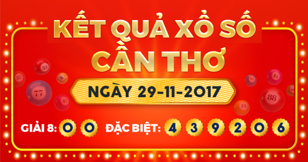 Kết quả xổ số Cần Thơ ngày 29/11/2017